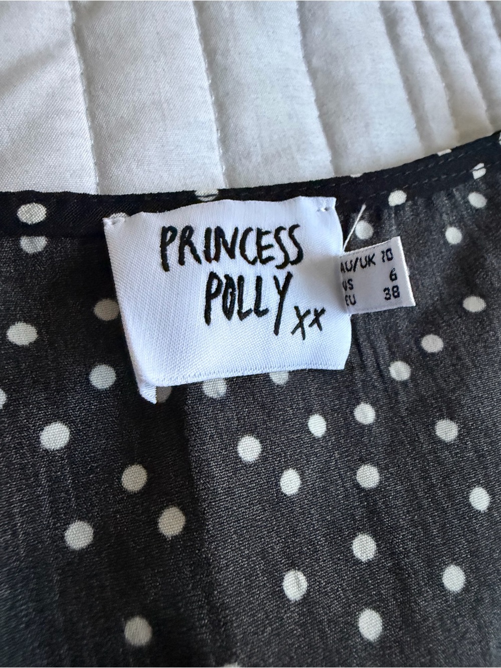 Princess Polly Size 6 Women's V Neck Dress Black & White Polka Dots Ruffles Used - Picture 7 of 9